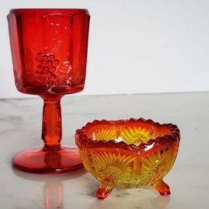 Amberina Cup and Mini Ruby Goblet
